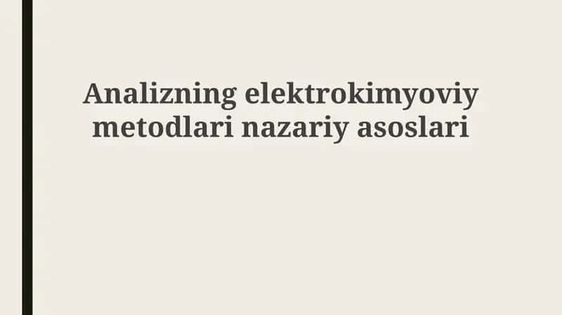 Elektrokimyoviy Analiz
