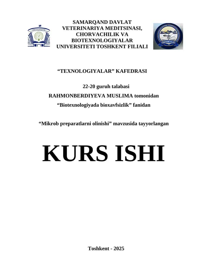 "Mikrob preparatlarni olinishi"