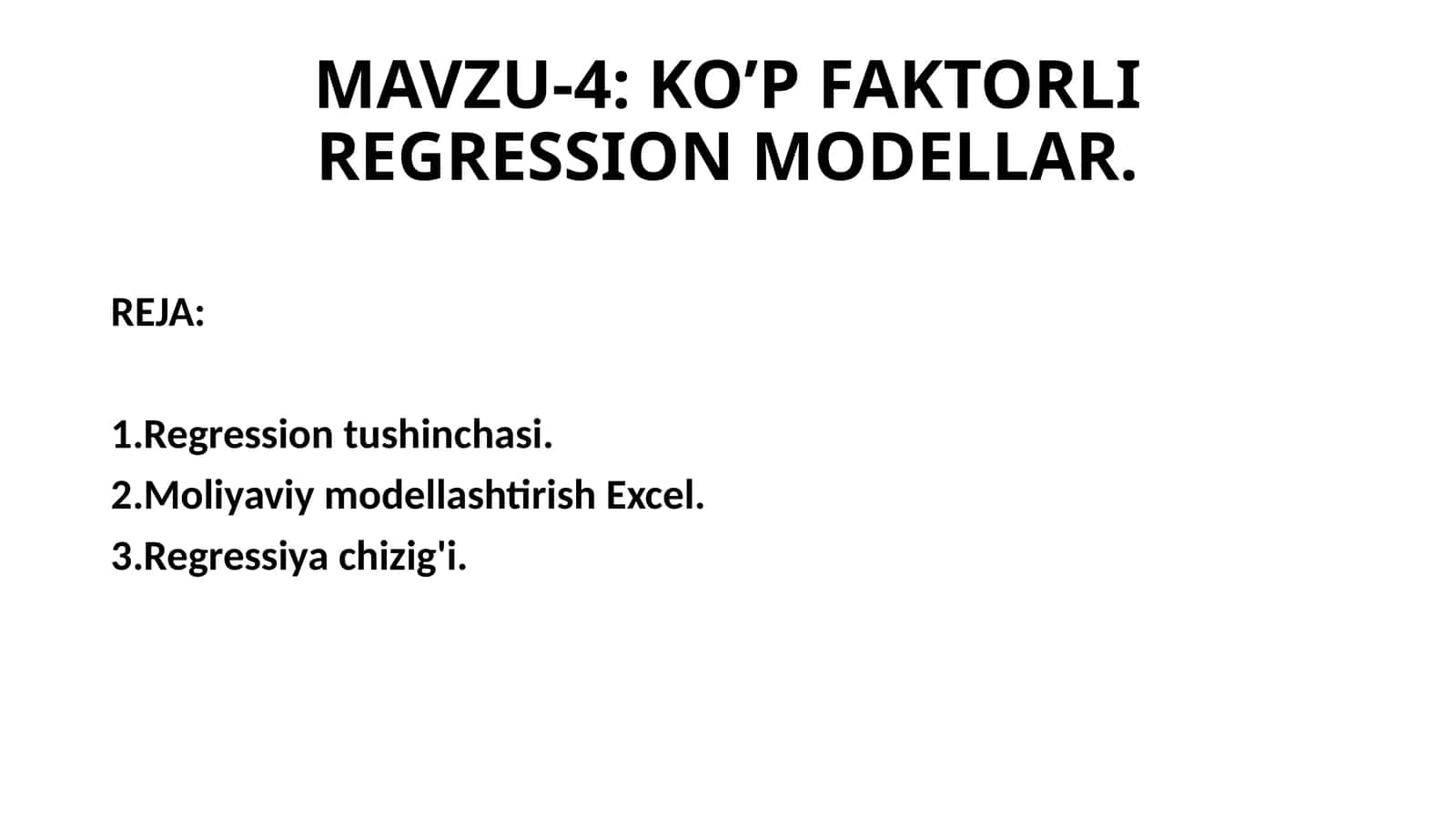 KO’P FAKTORLI REGRESSION MODELLAR