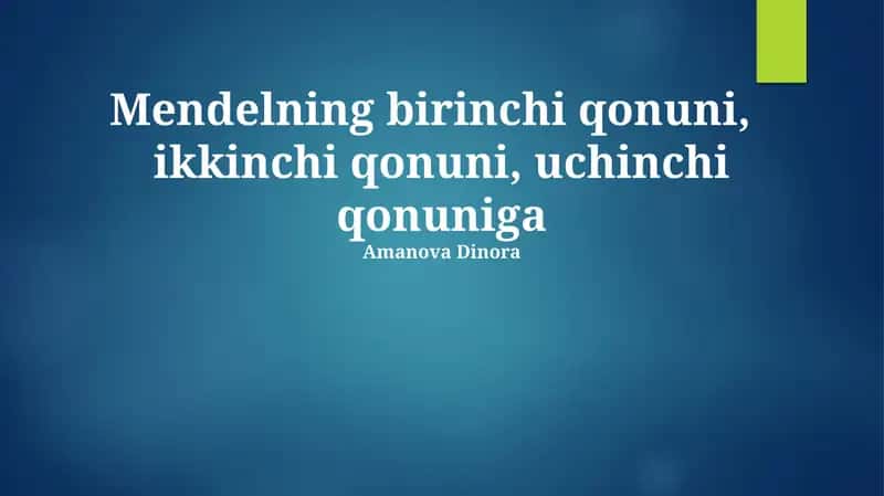 Mendelning Birinchi Qonuni