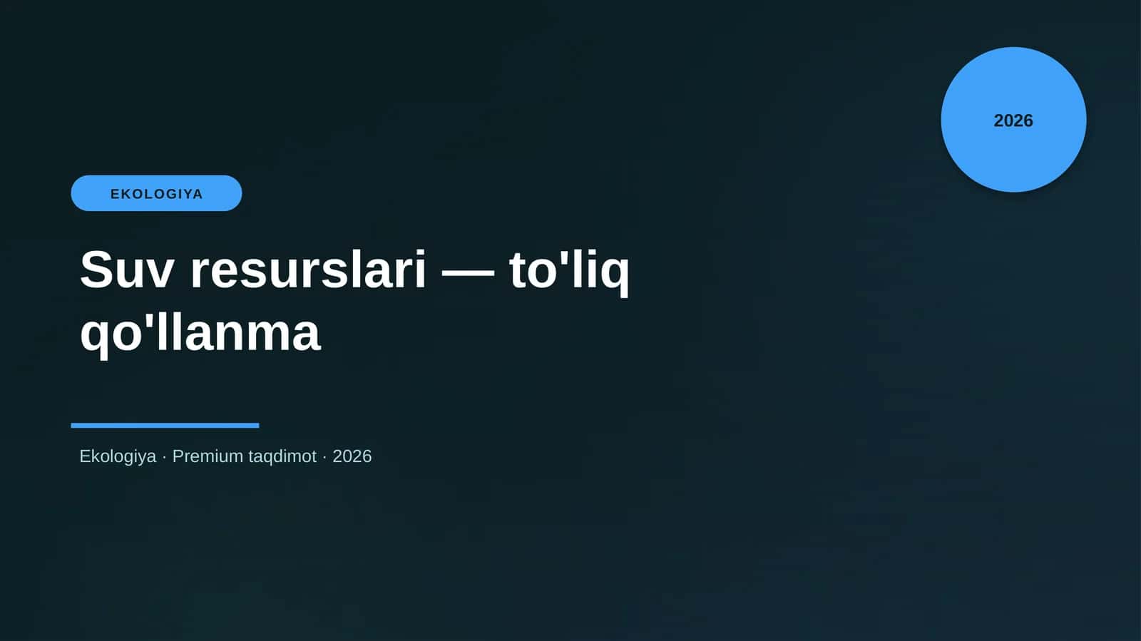 Suv resurslari — to'liq qo'llanma