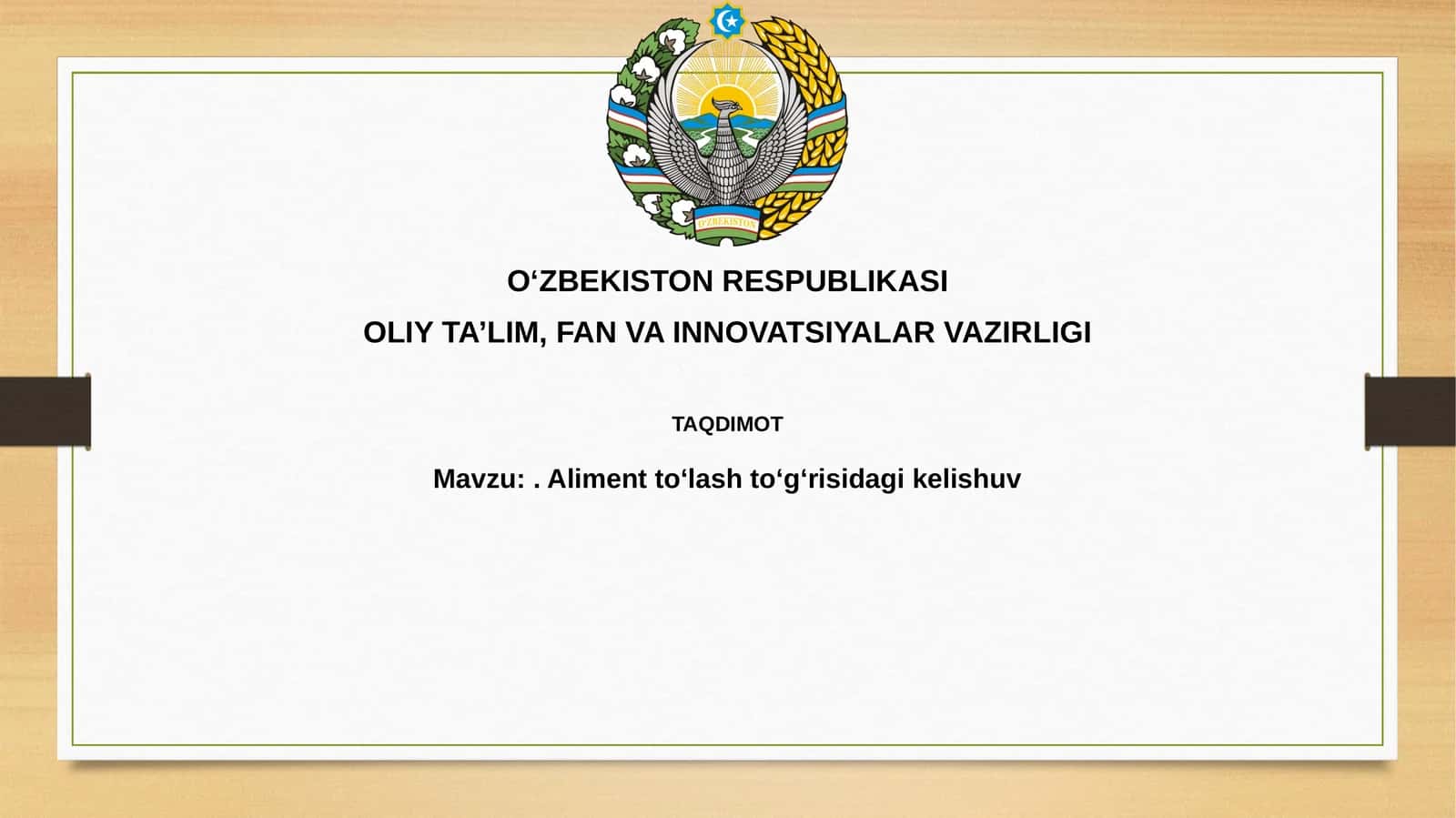 Aliment to'lash majburiyatlari va miqdori
