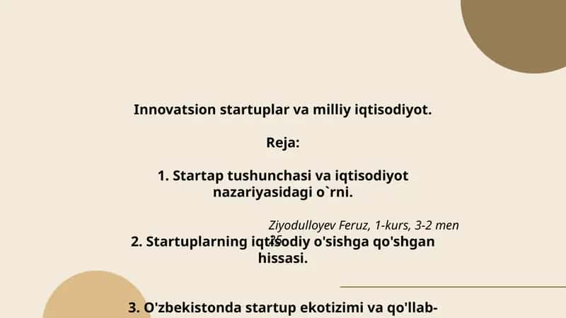 Innovatsion startuplar va milliy iqtisodiyot