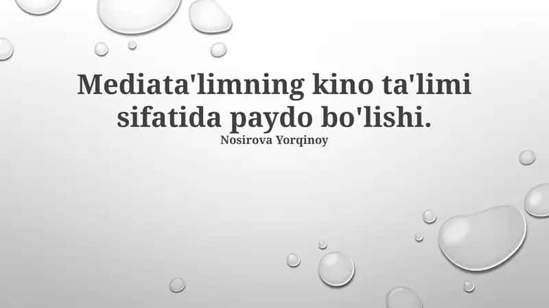 Mediata'limning kino ta'limi sifatida paydo bo'lishi