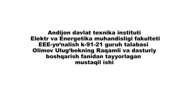 Avtomatlashtirilgan Ishlab Chiqarish Tizimlari