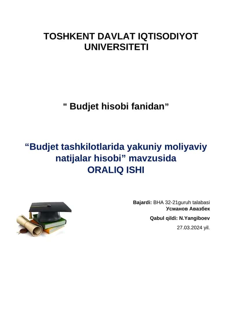 "Budjet hisobi fanidan”