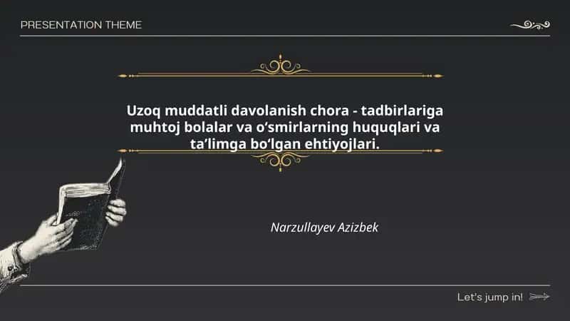 Uzoq muddatli davolanish chora - tadbirlariga muhtoj bolalar va oʻsmirlarning huquqlari va taʼlimga boʻlgan ehtiyojlari