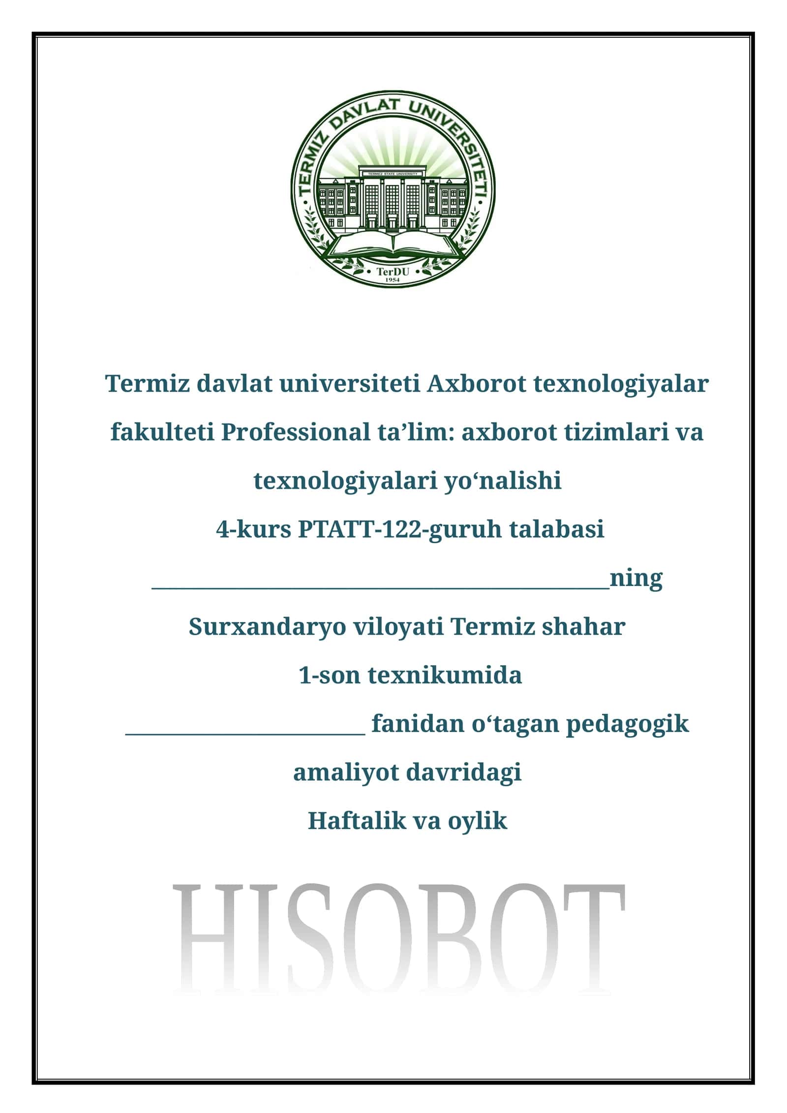 Professional ta’lim: axborot tizimlari va texnologiyalari yo‘nalishi