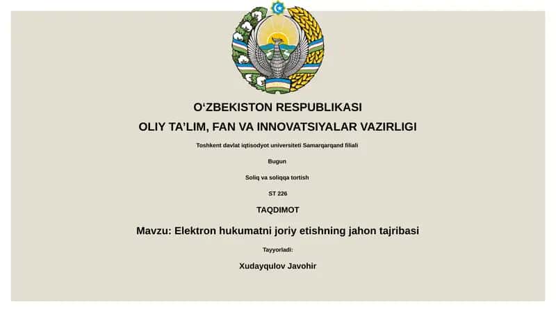 Elektron hukumatni joriy etishning jahon tajribasi