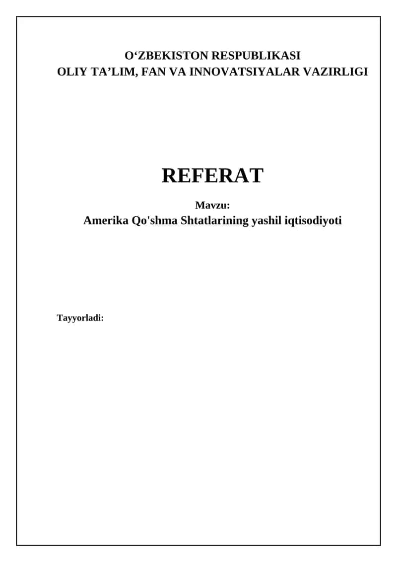 Amerika Qo'shma Shtatlarining yashil iqtisodiyoti