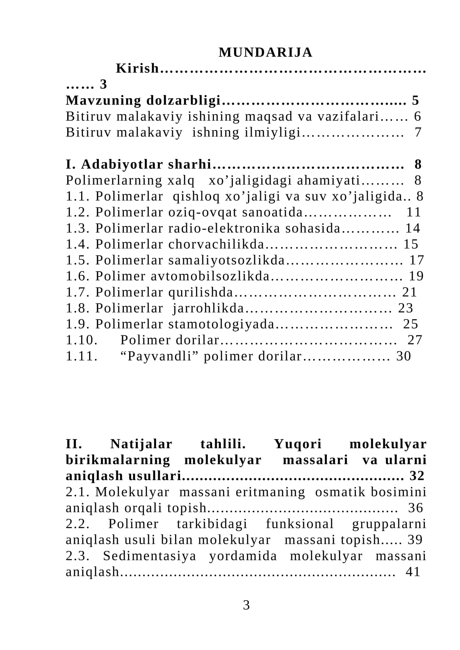 Polimerlarning xalq xo’jaligidagi ahamiyati