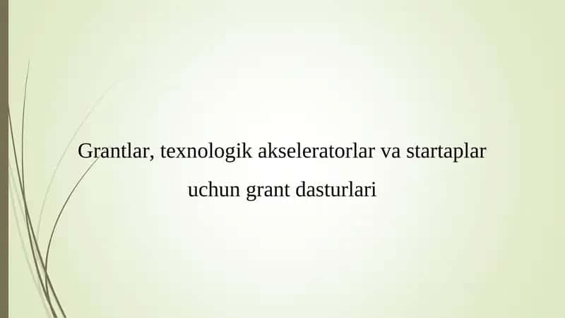 Grantlar, texnologik akseleratorlar va startaplar uchun grant dasturlari