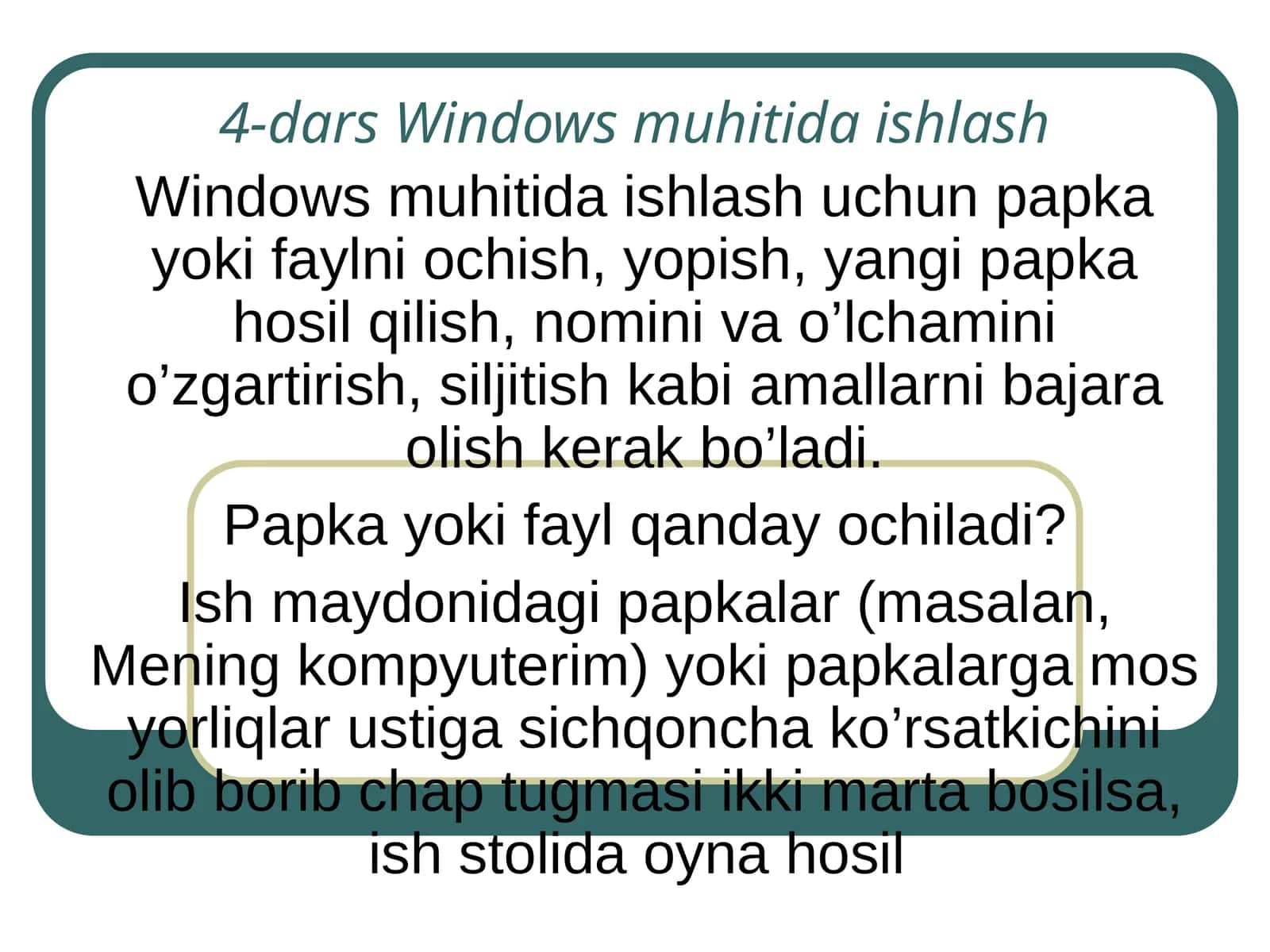 4-dars Windows muhitida ishlash
