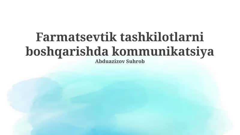 Farmatsevtika tashkilotlarida aloqa