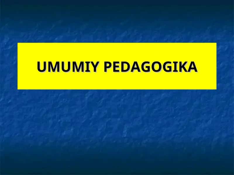 UMUMIY PEDAGOGIKA
