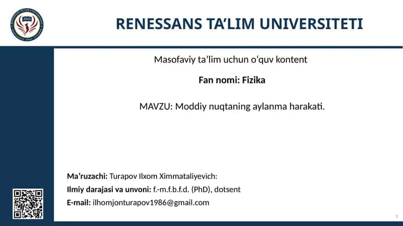 Masofaviy ta’lim uchun o‘quv kontent - Fizika
