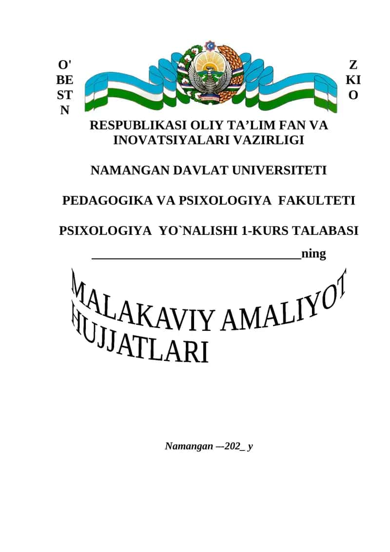PSIXOLOGIYA YO`NALISHI 1-KURS TALABASI