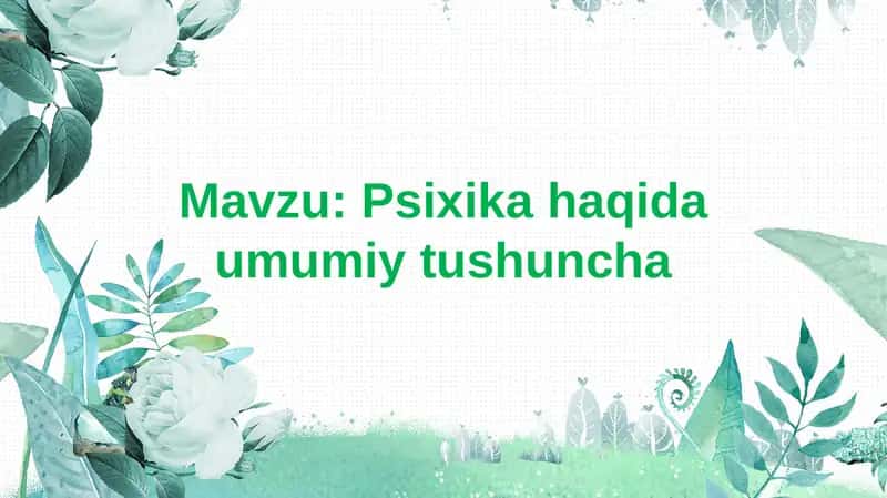 Psixika haqida umumiy tushuncha