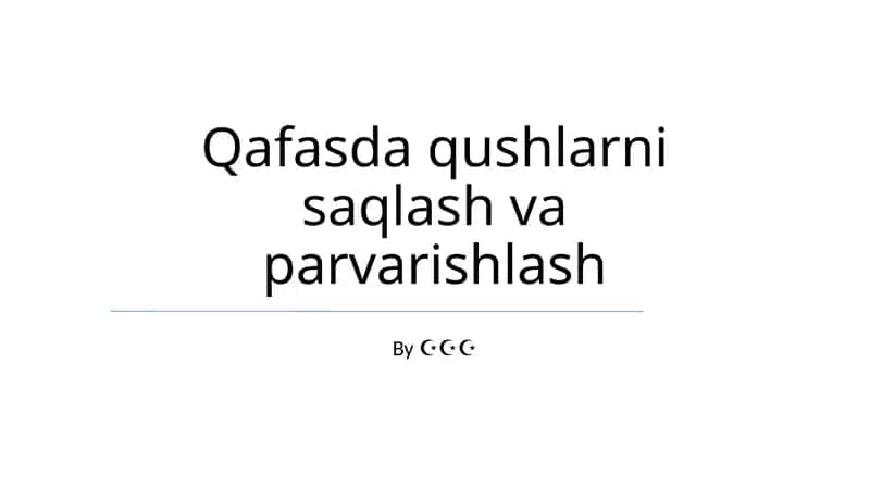 Qafasda qushlarni saqlash va parvarishlash