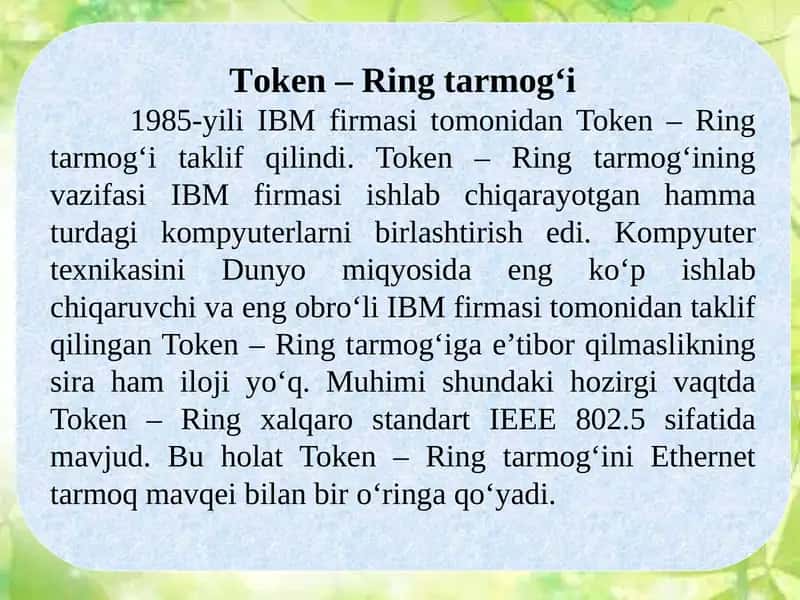 Token–Ringtаrmоg‘i