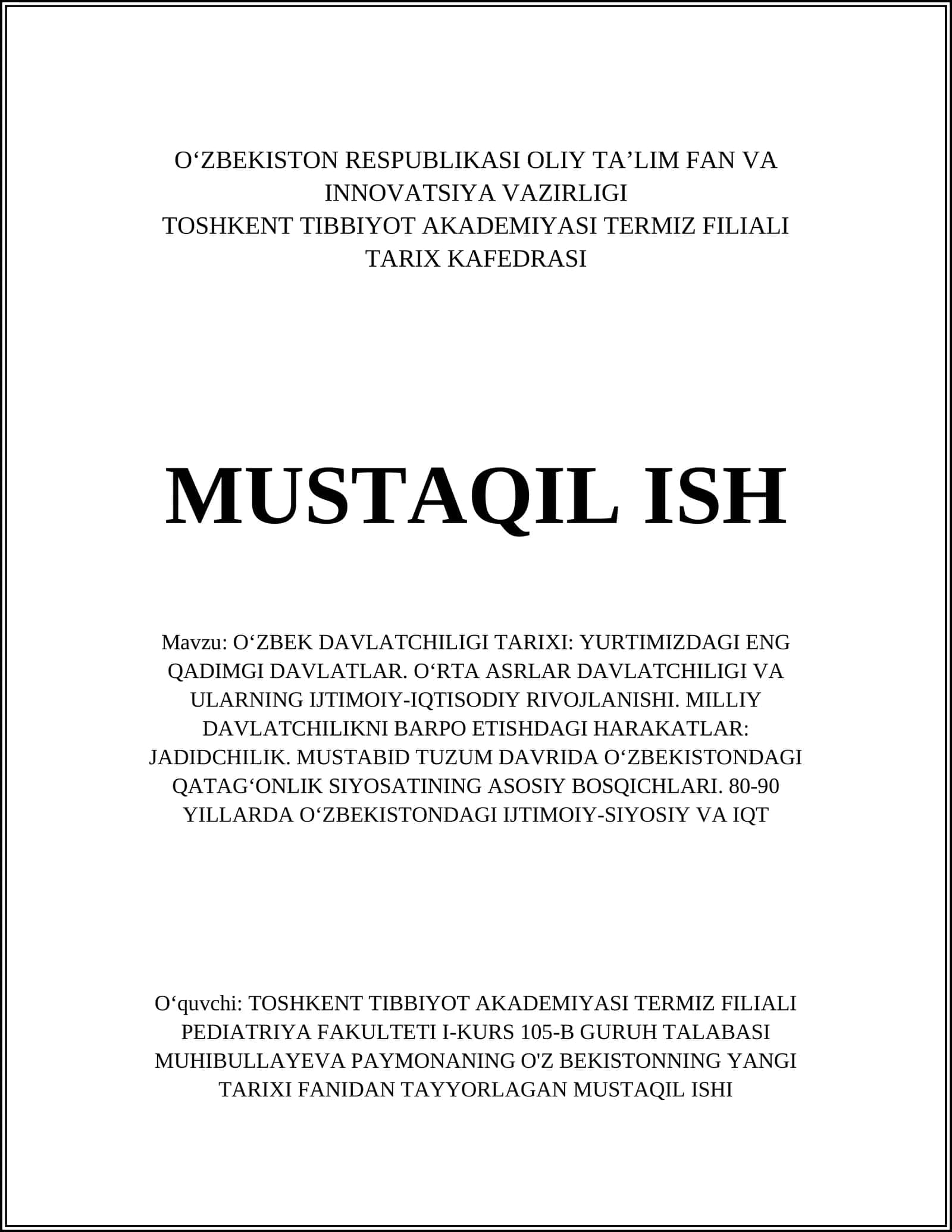 O‘ZBEK DAVLATCHILIGI TARIXI: YURTIMIZDAGI ENG QADIMGI DAVLATLAR