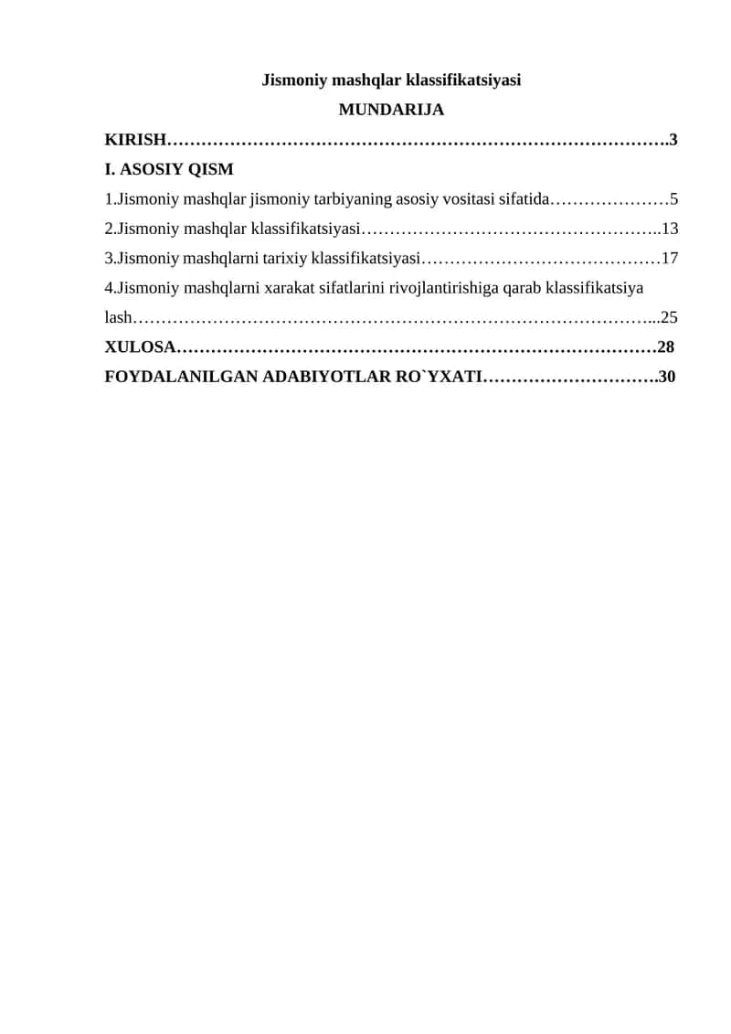 Jismoniy mashqlar klassifikatsiyasi