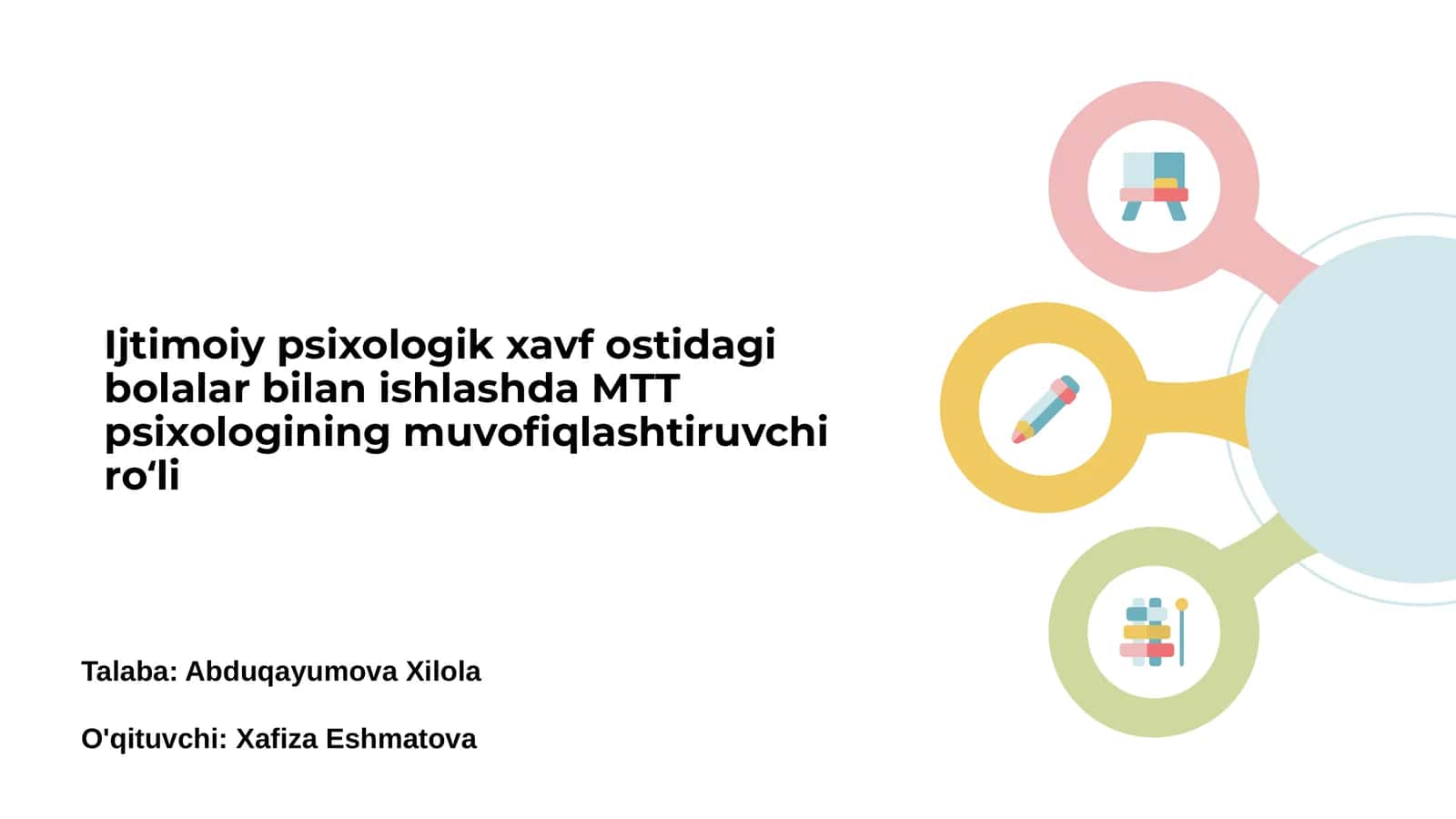 Ijtimoiy psixologik xavf ostidagi bolalar bilan ishlashda MTT psixologining muvofiqlashtiruvchi roʻli