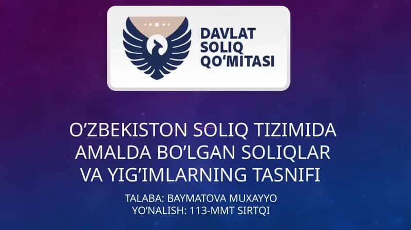 Soliqlar va yig'ilarning tasnifi