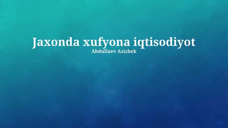 Jaxonda xufyona iqtisodiyot