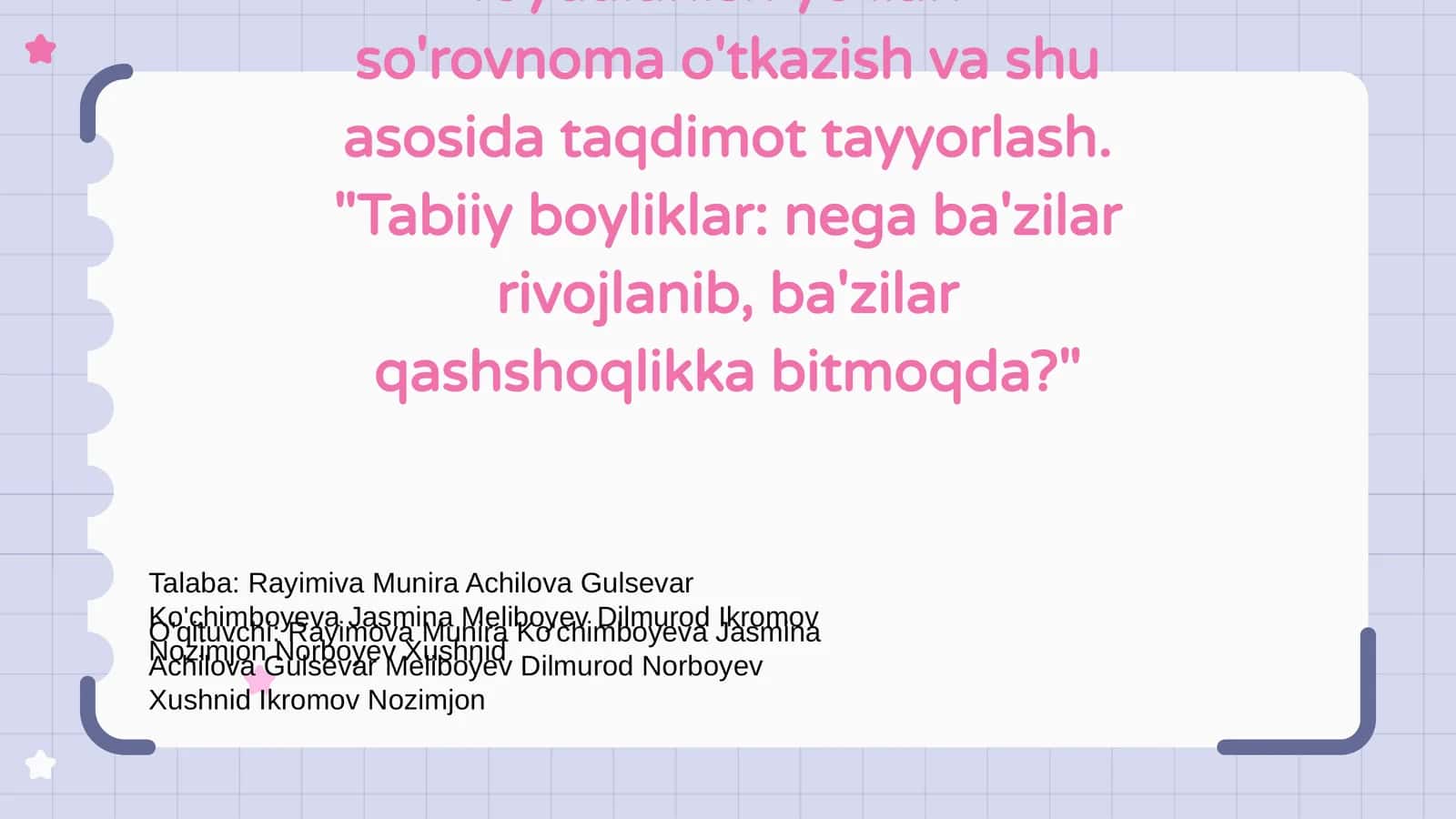 Tabiiy resurslardan oqilona foydalanish yo'llari