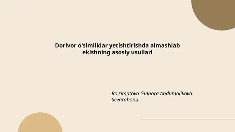 Almashlab ekishning asosiy usullari
