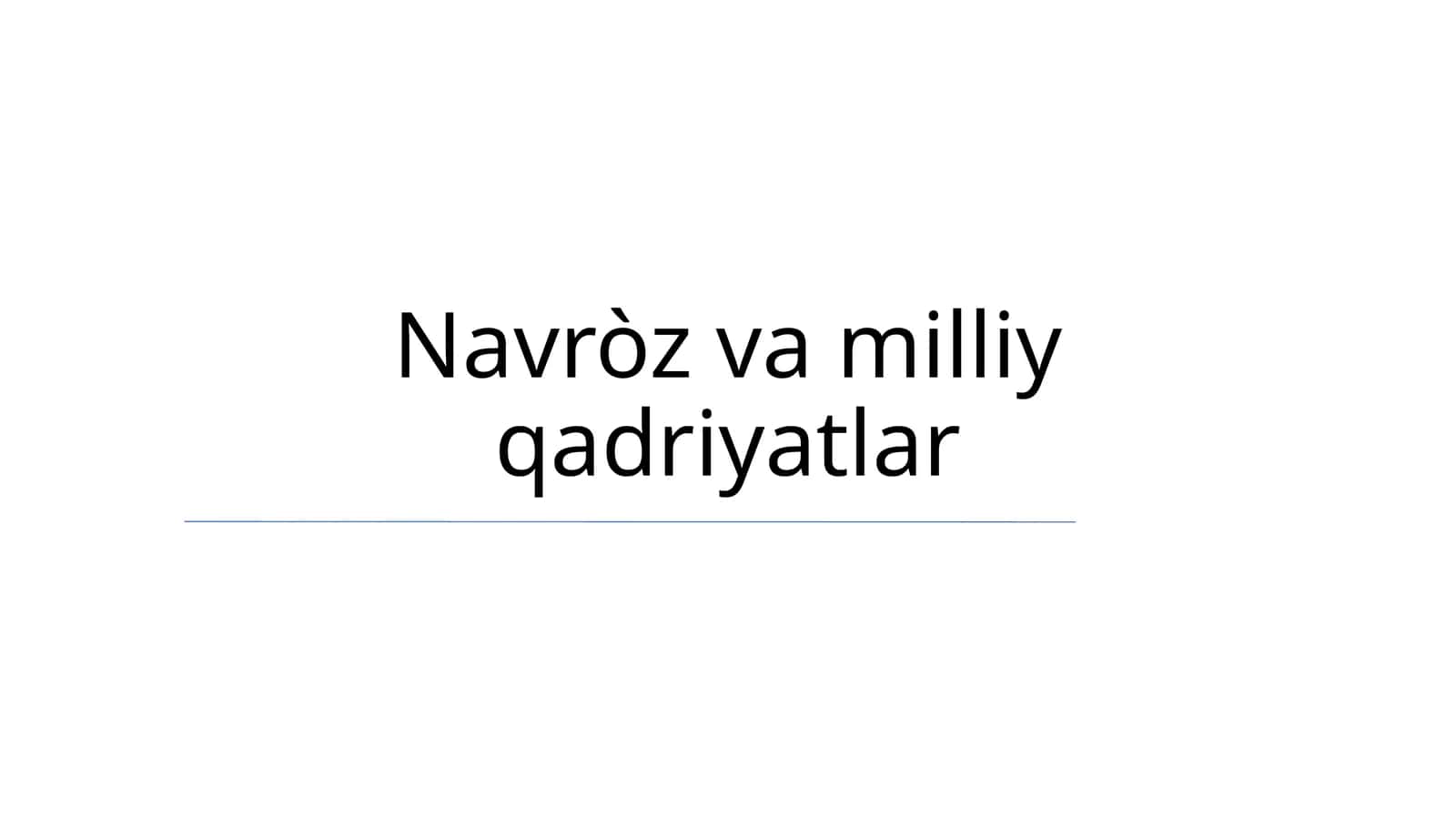 Navròz va milliy qadriyatlar