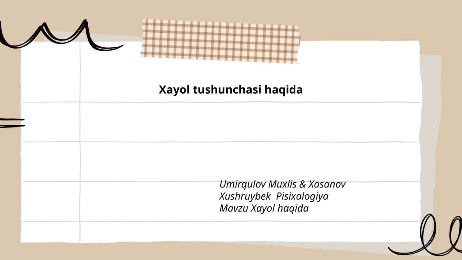 Xayol tushunchasi haqida