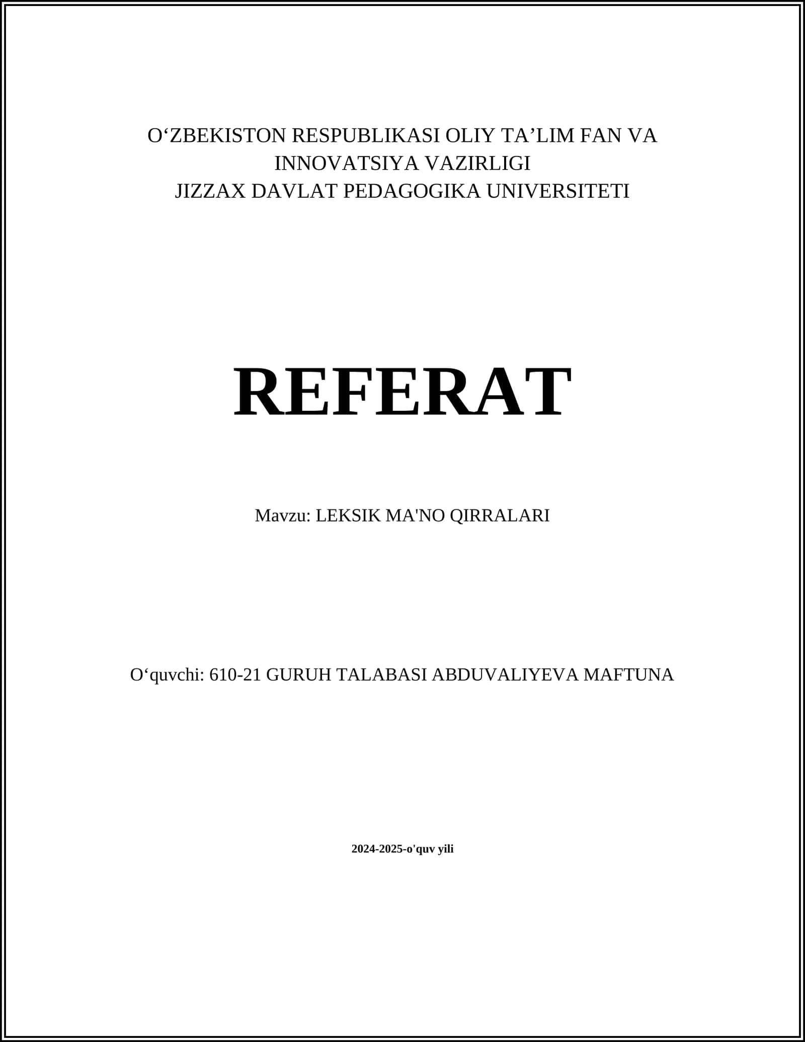 LEKSIK MA'NO QIRRALARI