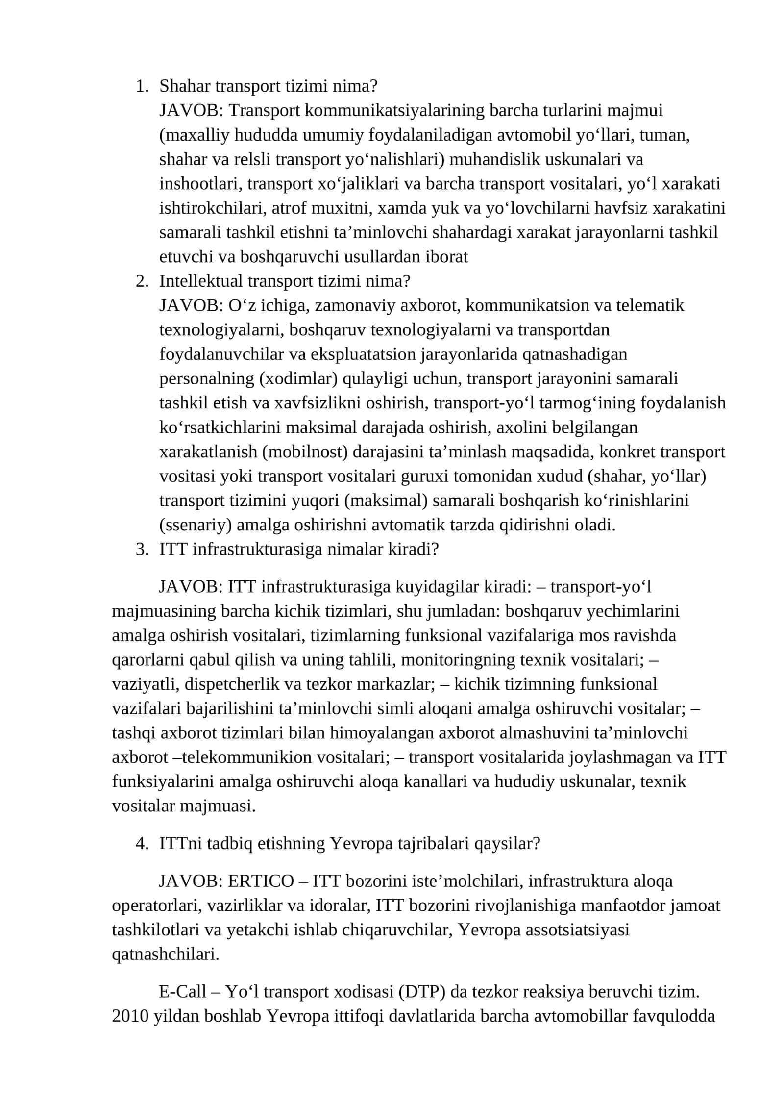 Shahar transport tizimi