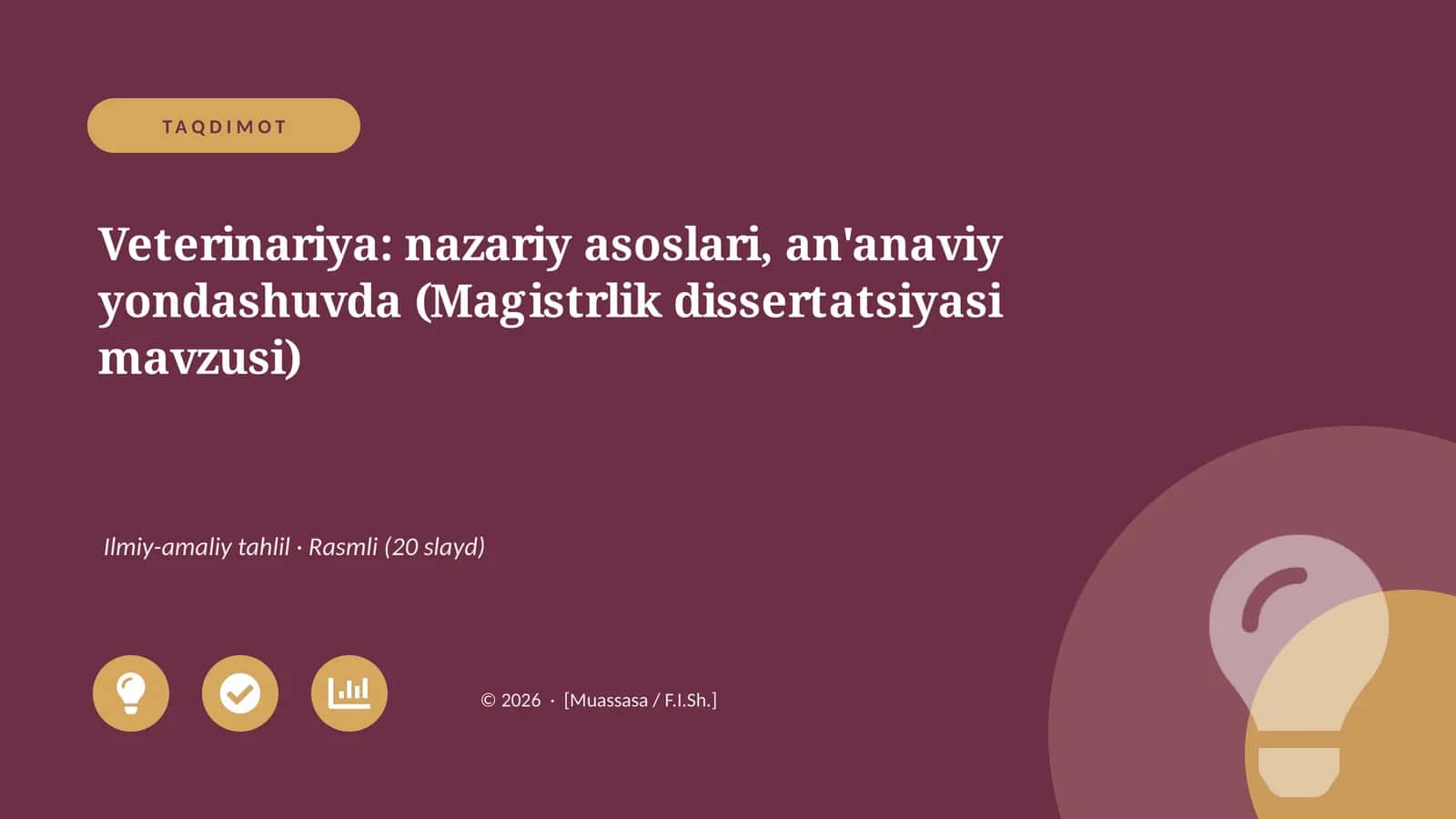 Veterinariya: nazariy asoslari, an'anaviy yondashuvda