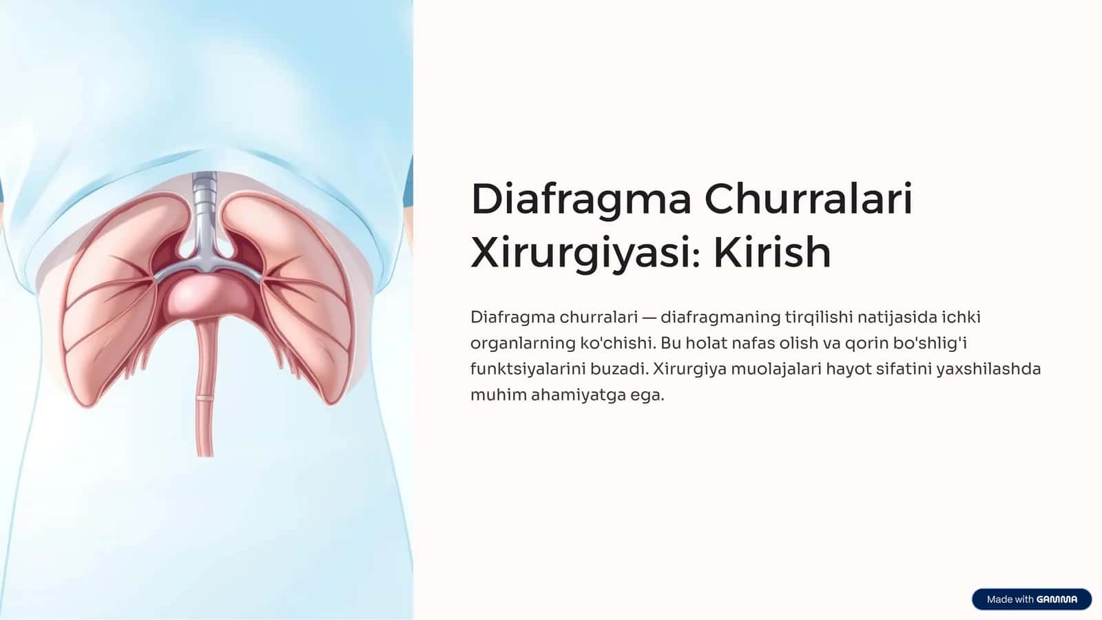 Diafragma Churralari Xirurgiyasi: Kirish