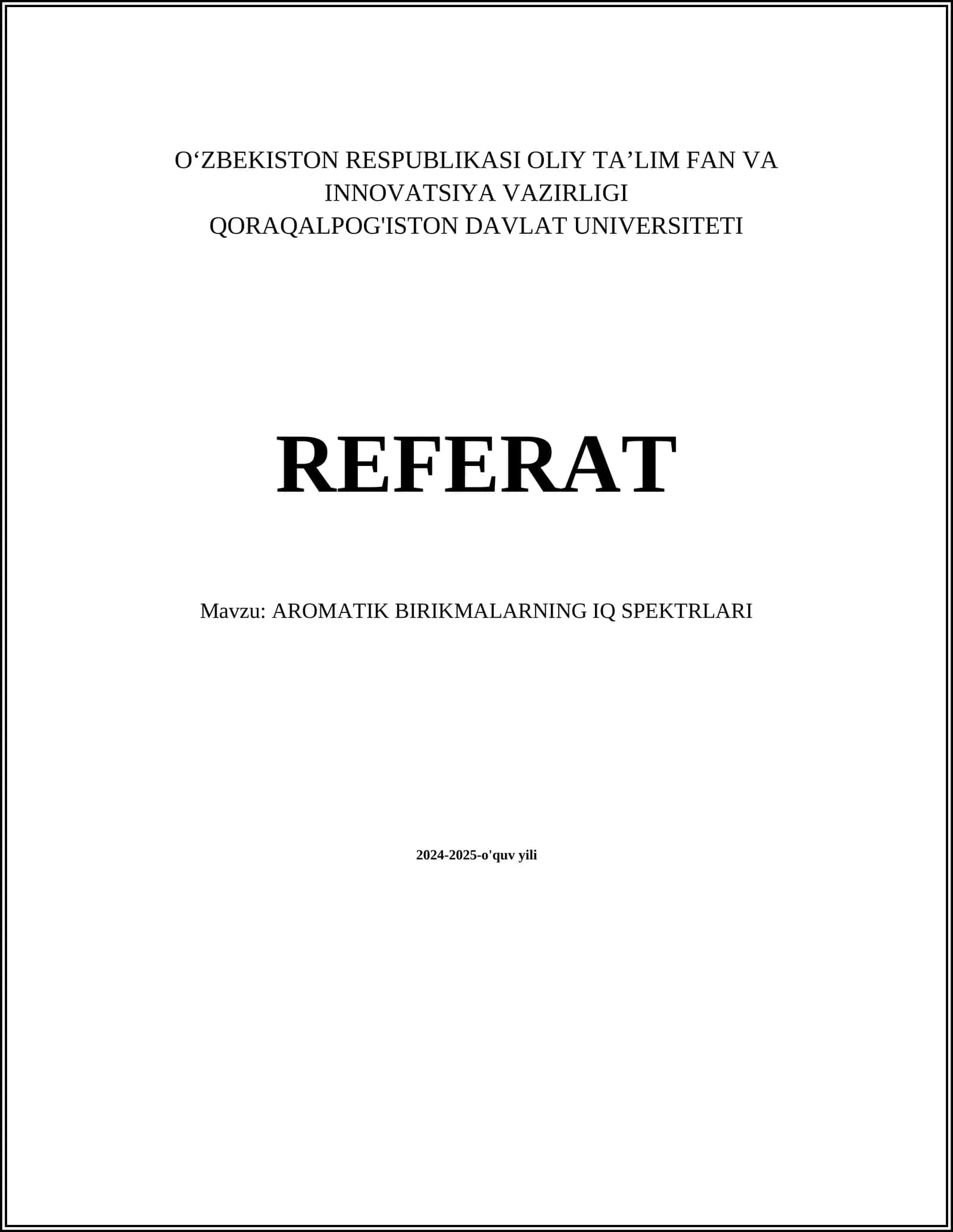 AROMATIK BIRIKMALARNING IQ SPEKTRLARI