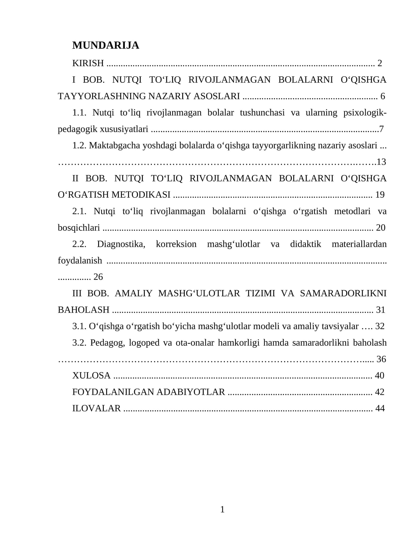 NUTQI TO‘LIQ RIVOJLANMAGAN BOLALARNI O‘QISHGA TAYYORLASH VA O‘RGATISH METODIKASI