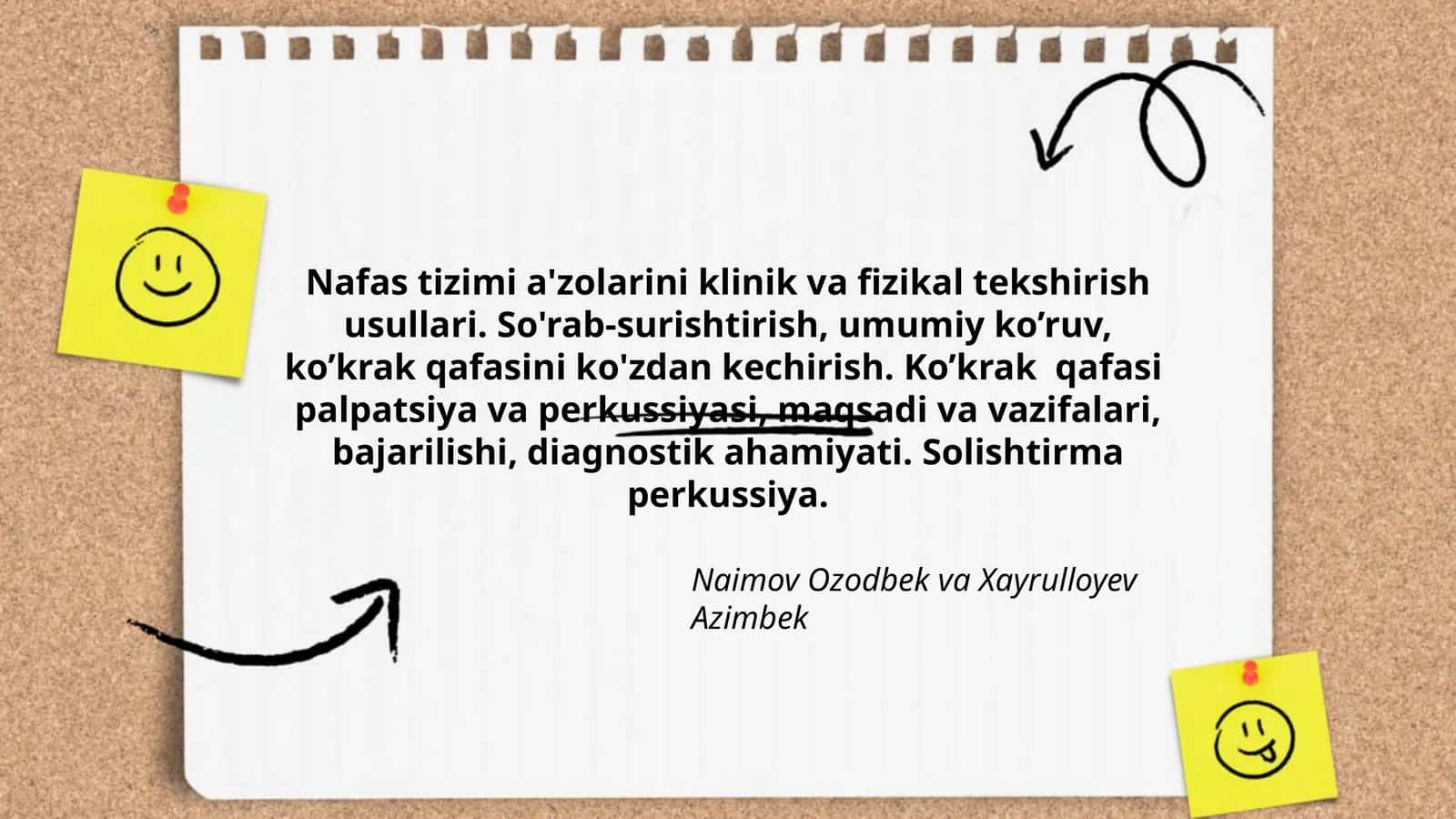 Nafas tizimi a'zolarini klinik va fizikal tekshirish usullari