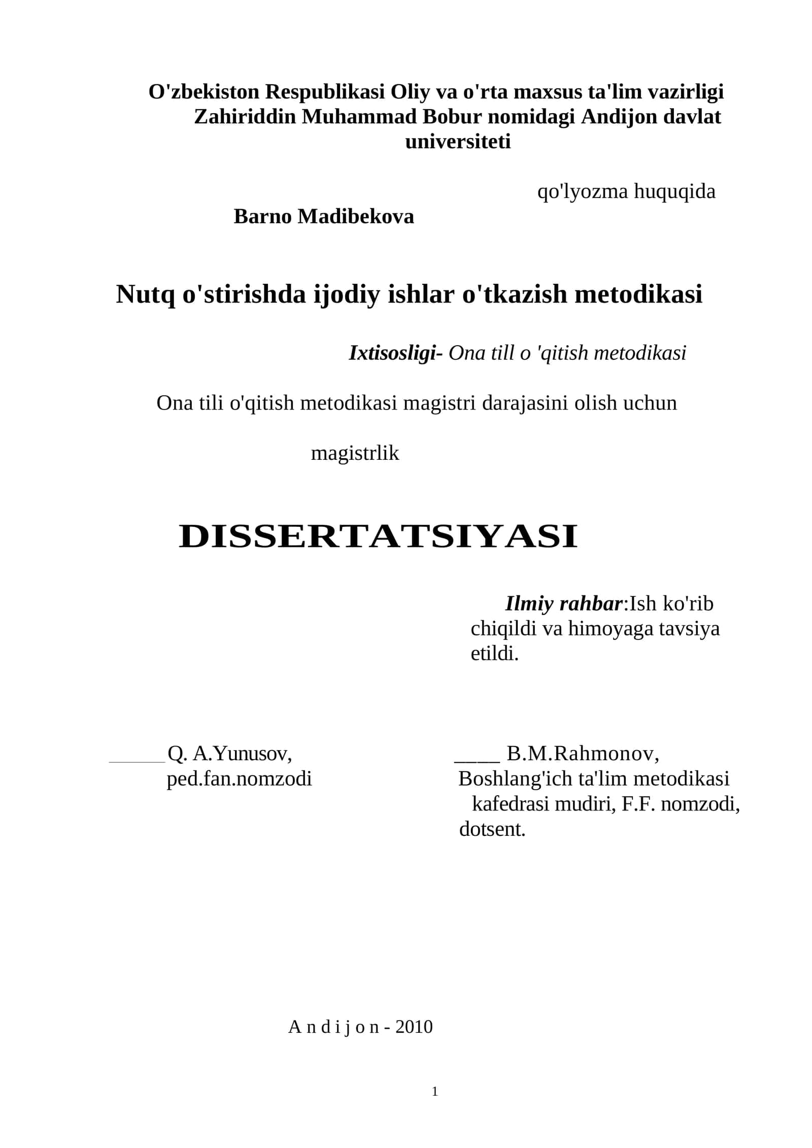 Nutq o'stirishda ijodiy ishlar o'tkazish metodikasi
