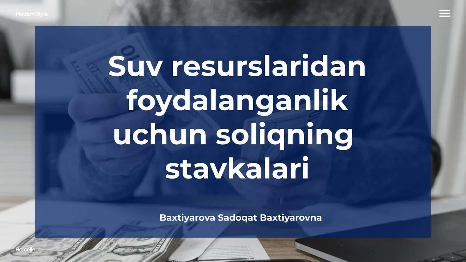 Suv resurslaridan foydalanganlik uchun soliqning stavkalari