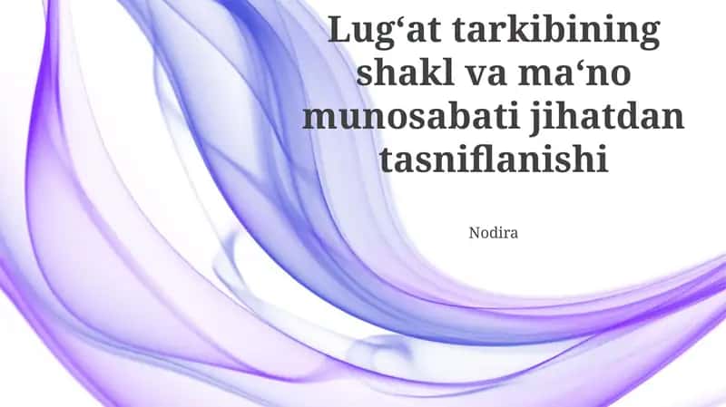 Lug‘at tarkibining shakl va ma‘no munosabati jihatdan tasniflanishi