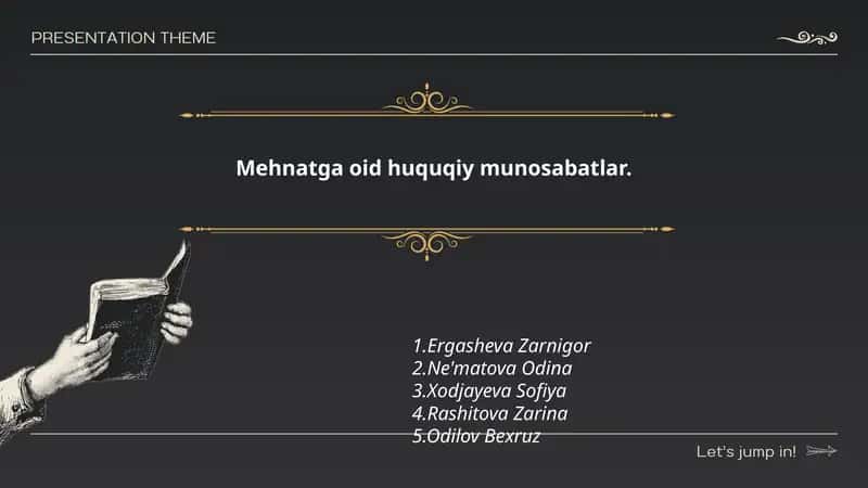 Mehnatga oid huquqiy munosabatlar