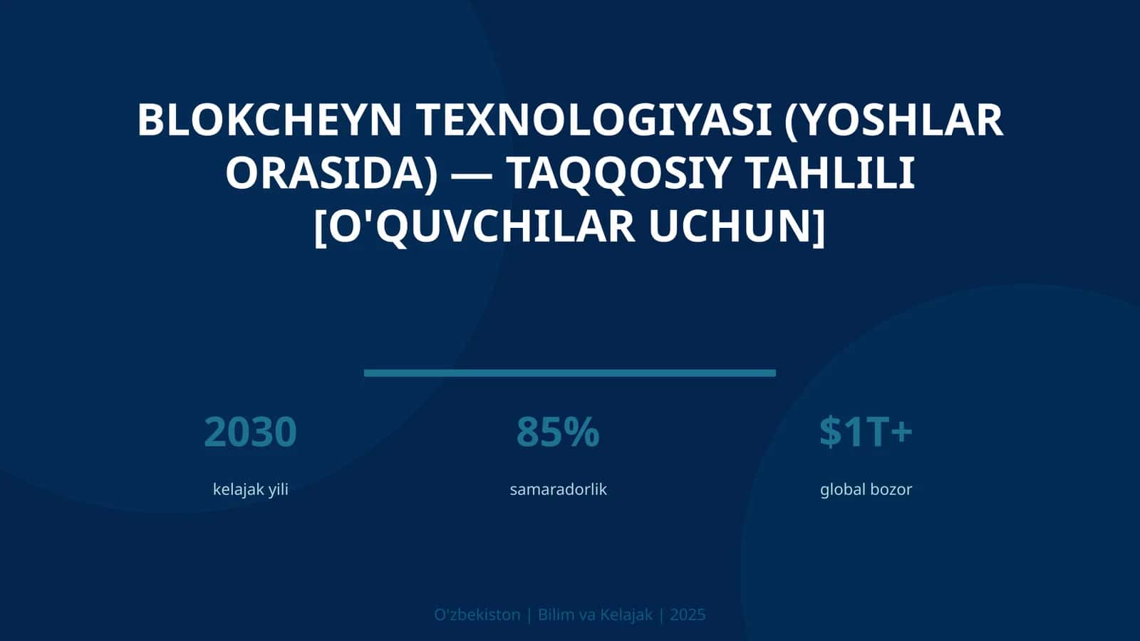 Blokcheyn texnologiyasi (yoshlar orasida) — taqqosiy tahlili [o'quvchilar uchun]