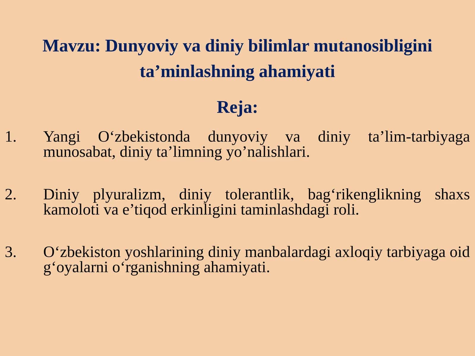 Dunyoviy va diniy bilimlarni mutanosibligini ta'minlashning ahamiyati