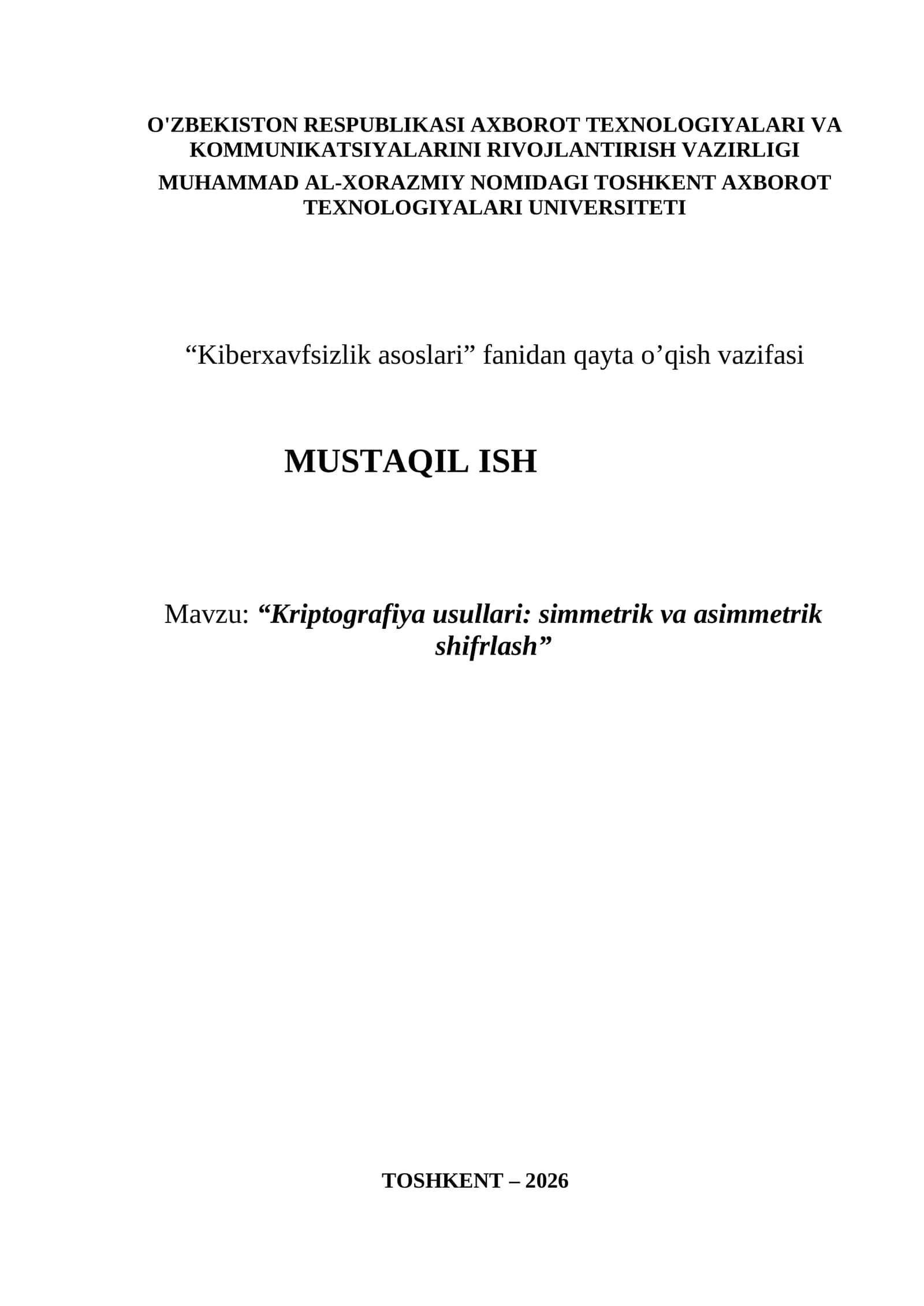 Kriptografiya usullari: simmetrik va asimmetrik shifrlash