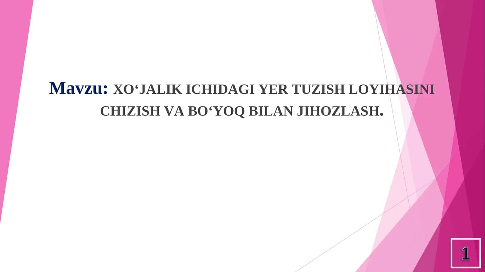 XO‘JALIK ICHIDAGI YER TUZISH LOYIHASINI CHIZISH VA BO‘YOQ BILAN JIHOZLASH