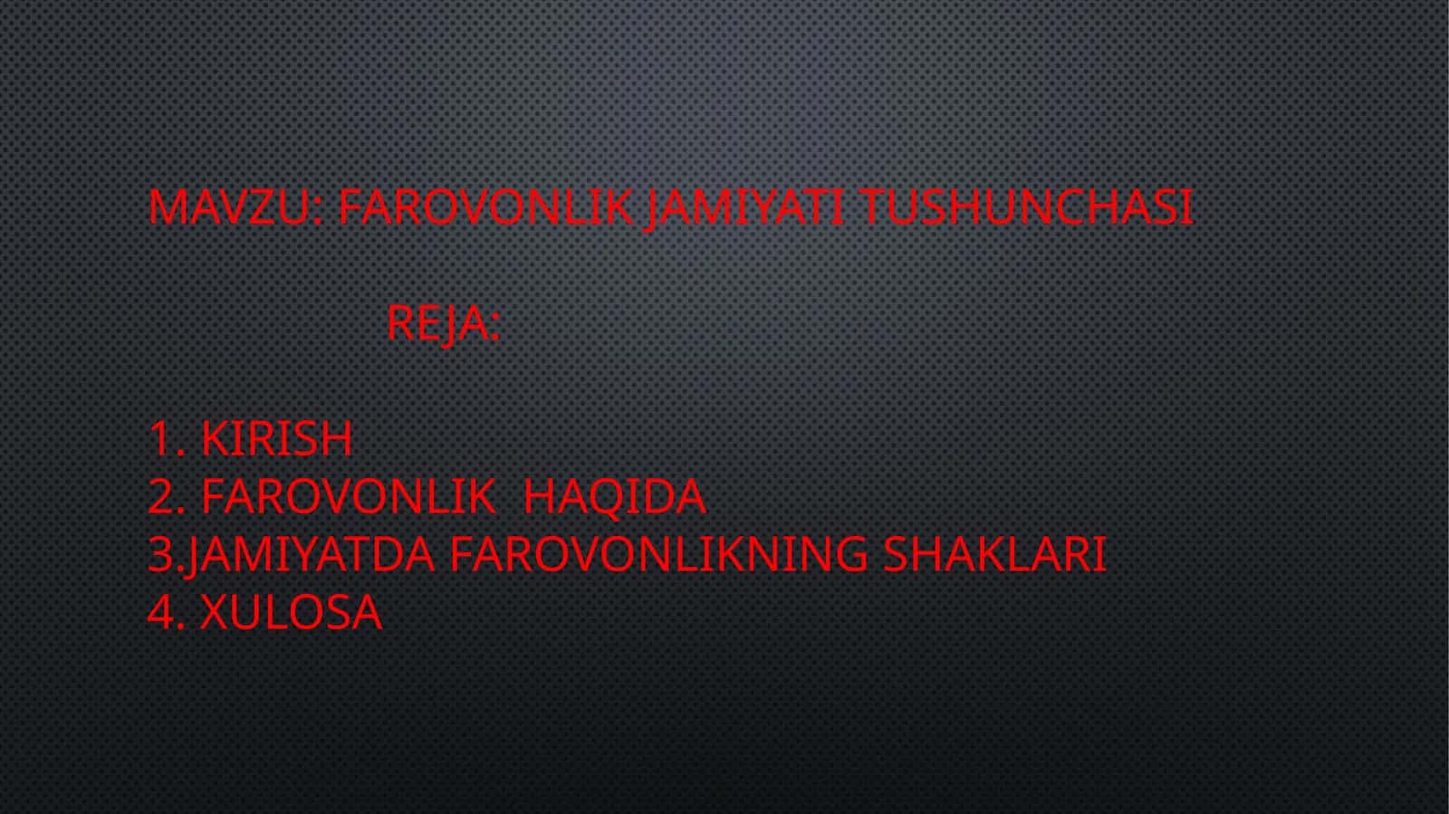 farovonlik jamiyati tushunchasi