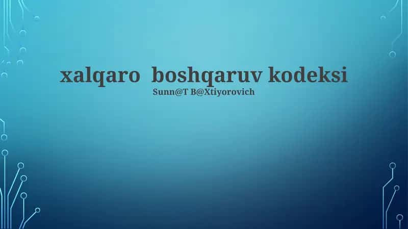 Xalqaro boshqaruv kodeksi